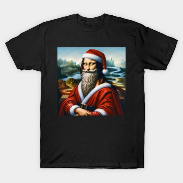 Santa Lisa: A Jolly Renaissance T-Shirt by Edd Paint Something